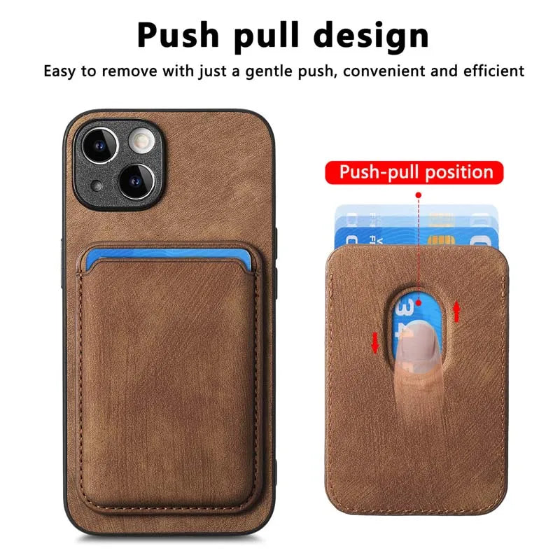 2-in-1 Magnetic Wallet Case – Premium Vegan Leather & Shockproof Protection