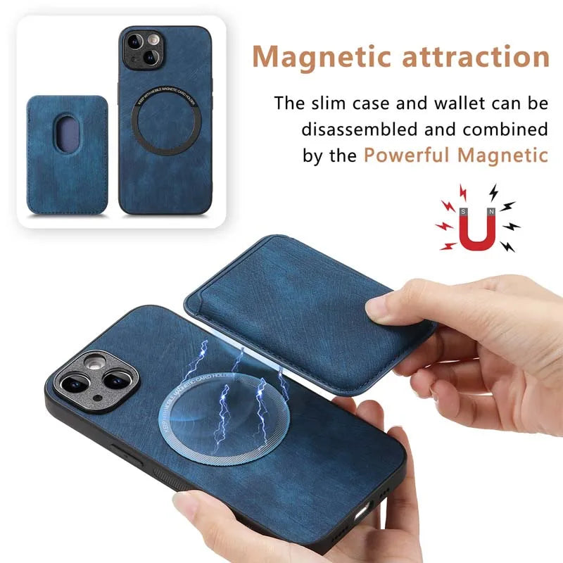 2-in-1 Magnetic Wallet Case – Premium Vegan Leather & Shockproof Protection