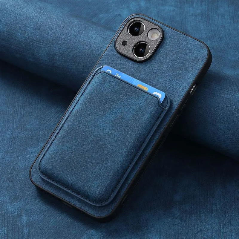 2-in-1 Magnetic Wallet Case – Premium Vegan Leather & Shockproof Protection