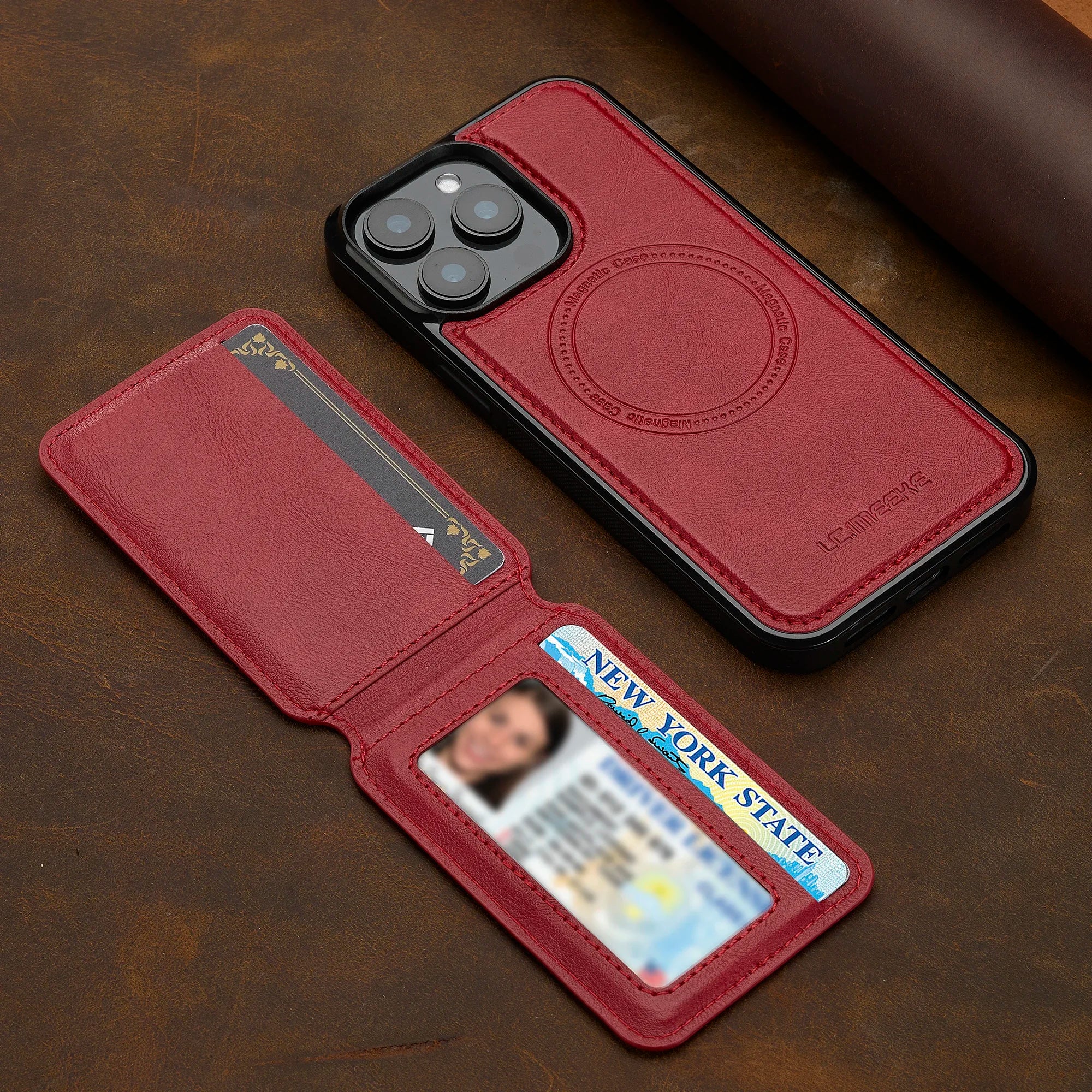 SwiftFold™ 2-in-1 Magnetic Wallet Case – Premium Vegan Leather & Shockproof Protection