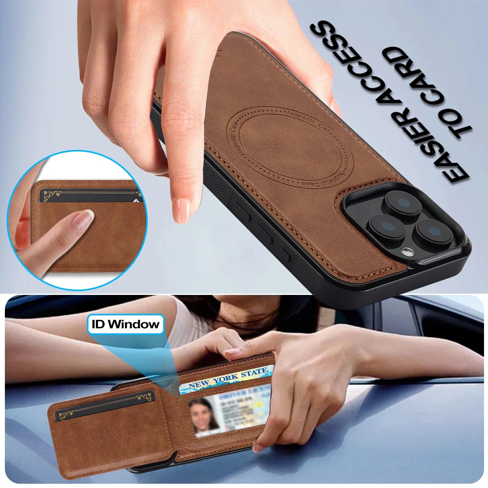 SwiftFold™ 2-in-1 Magnetic Wallet Case – Premium Vegan Leather & Shockproof Protection