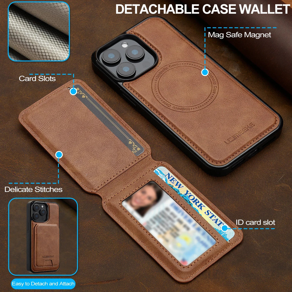 SwiftFold™ 2-in-1 Magnetic Wallet Case – Premium Vegan Leather & Shockproof Protection