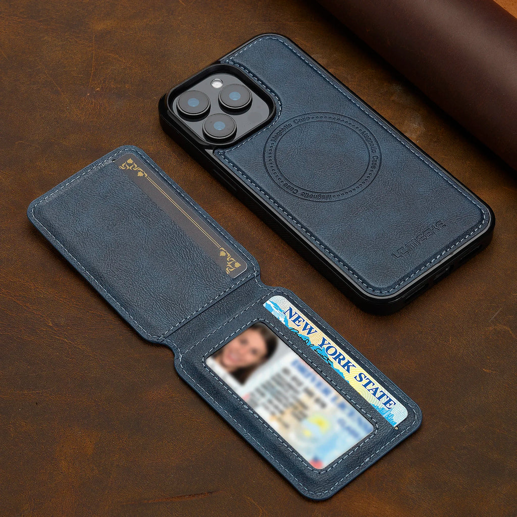 SwiftFold™ 2-in-1 Magnetic Wallet Case – Premium Vegan Leather & Shockproof Protection