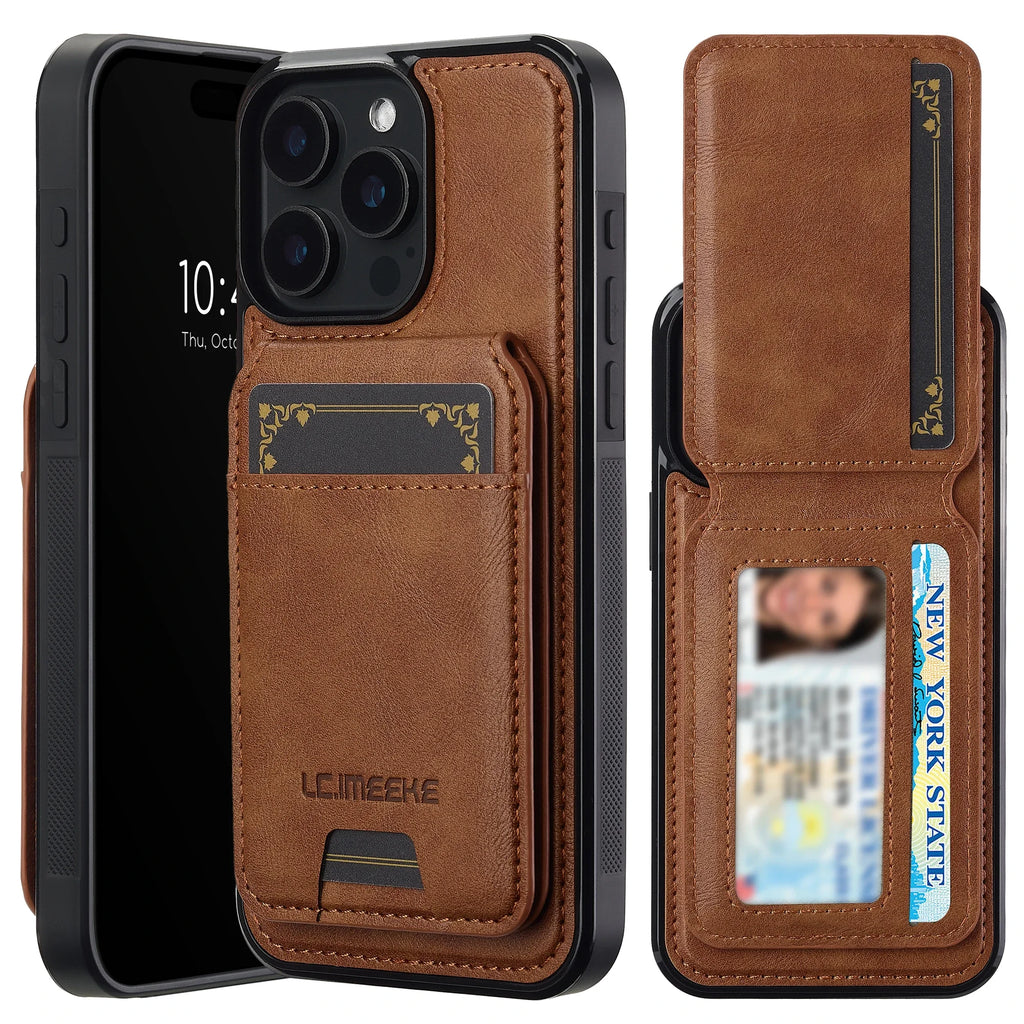 SwiftFold™ 2-in-1 Magnetic Wallet Case – Premium Vegan Leather & Shockproof Protection