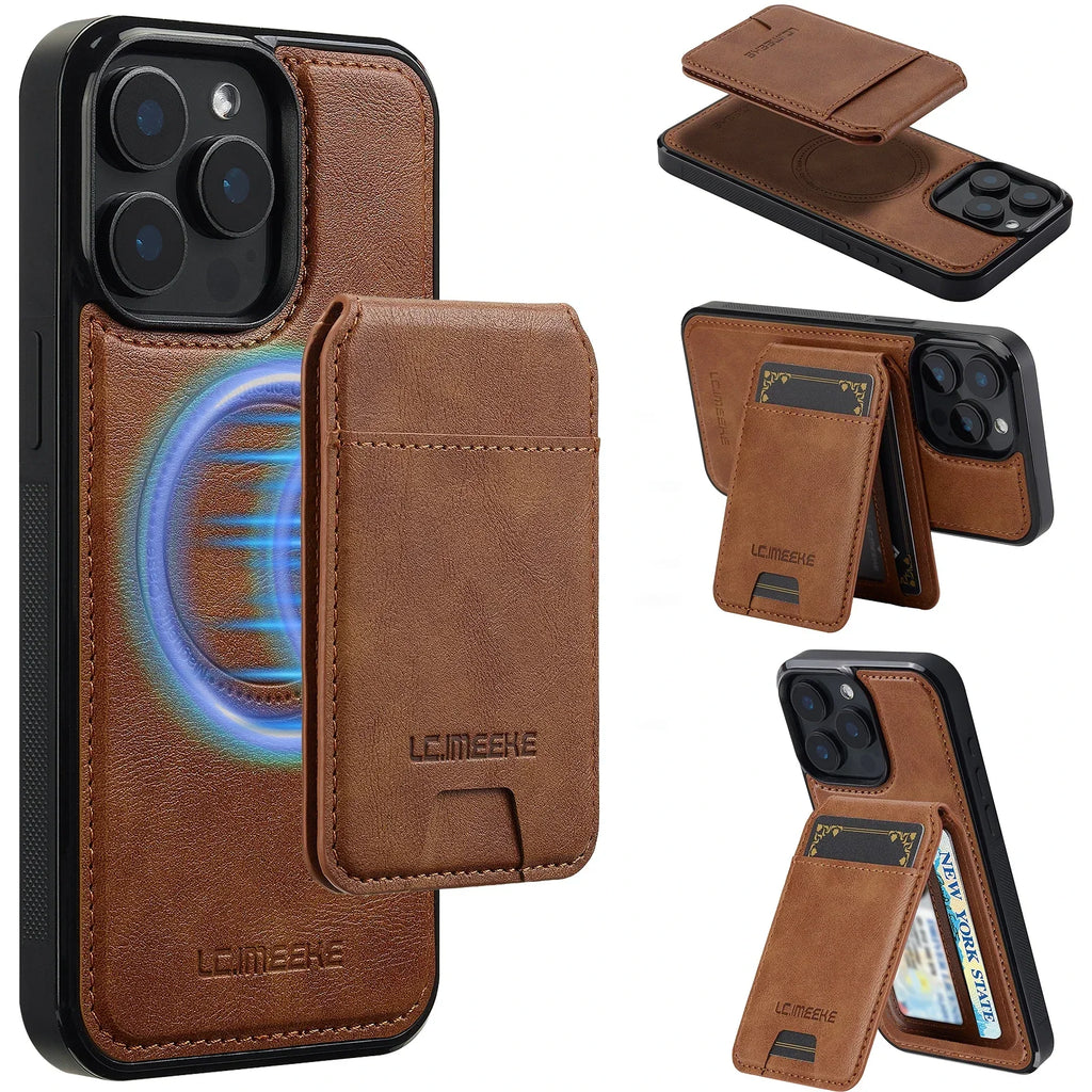 SwiftFold™ 2-in-1 Magnetic Wallet Case – Premium Vegan Leather & Shockproof Protection