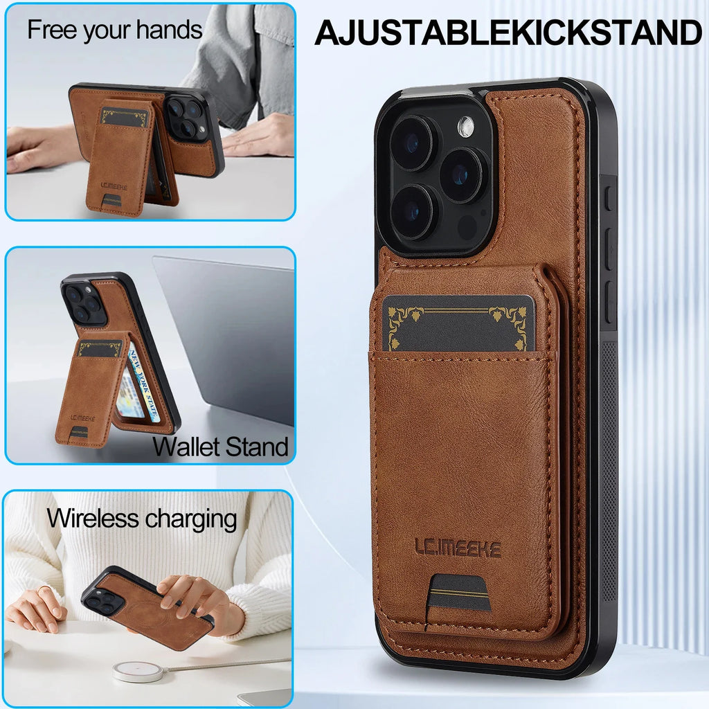 SwiftFold™ 2-in-1 Magnetic Wallet Case – Premium Vegan Leather & Shockproof Protection