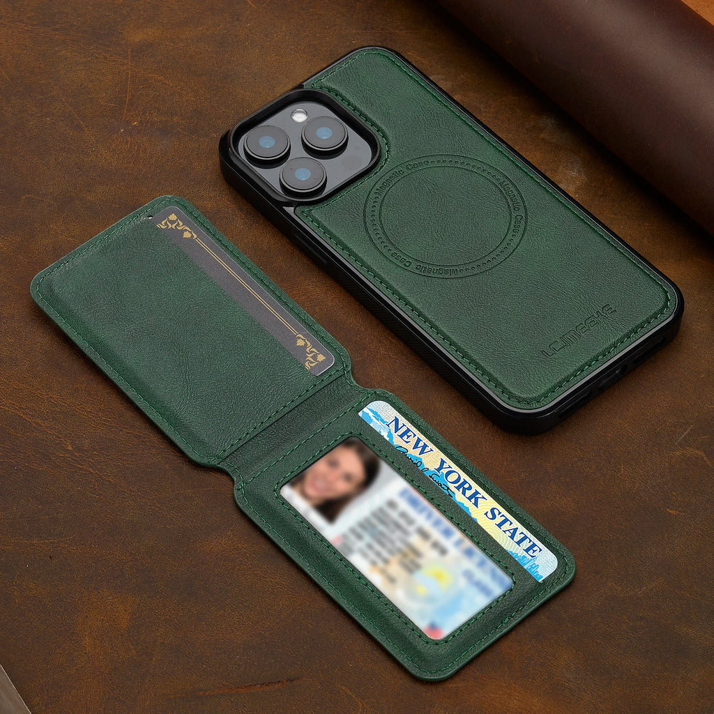 SwiftFold™ 2-in-1 Magnetic Wallet Case – Premium Vegan Leather & Shockproof Protection