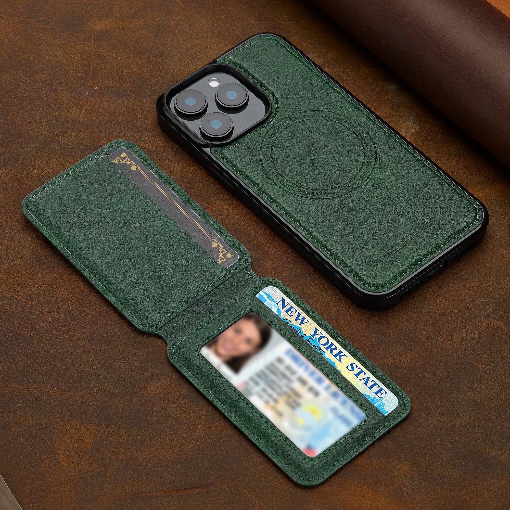 SwiftFold™ 2-in-1 Magnetic Wallet Case – Premium Vegan Leather & Shockproof Protection